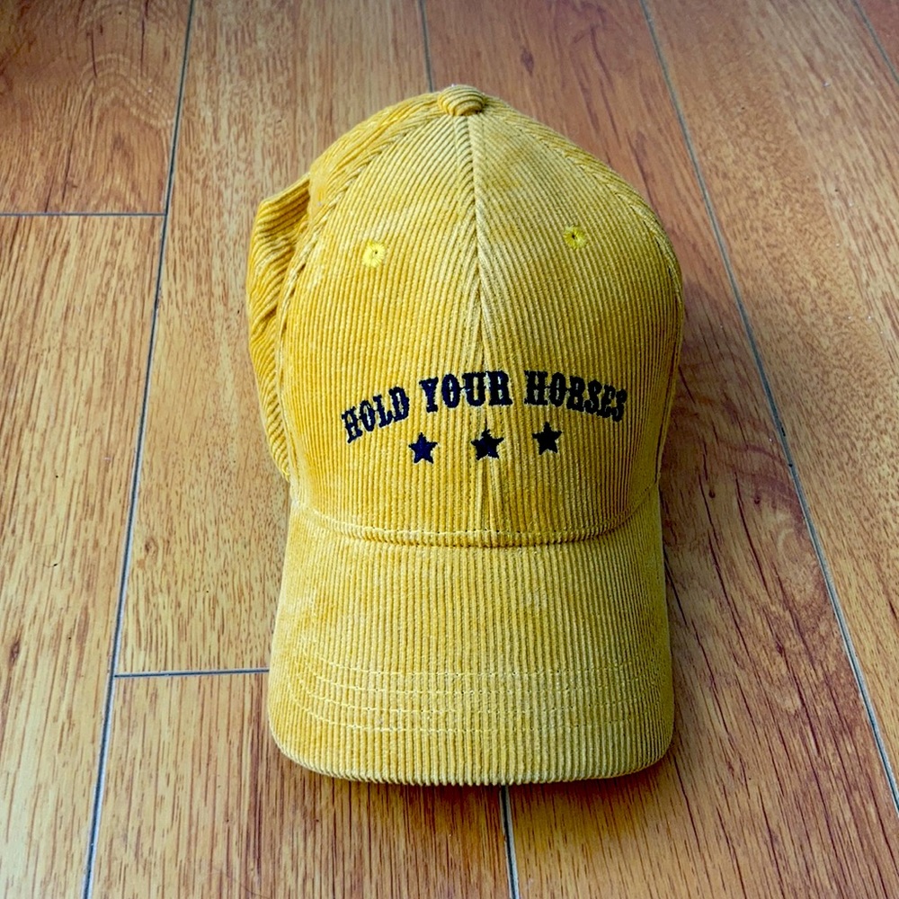Mustard Corduroy Free People HOLD YOUR HORSES Hat